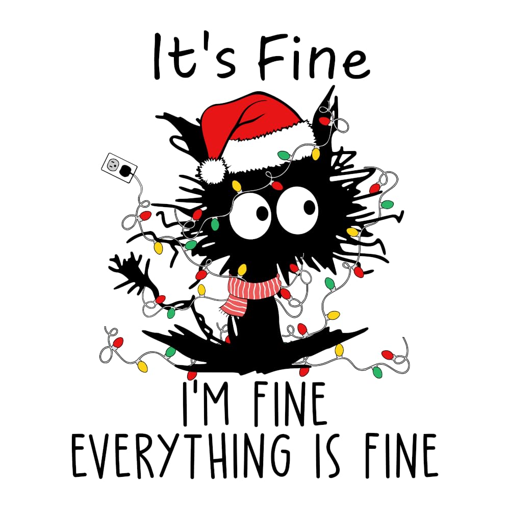 Christmas I'm Fine, Iron-On Xmas Transfer, Decoration Gift Present Idea for Clothing T- Shirts, Decal Sticker - (1 x 21cm x 25cm Transfer)