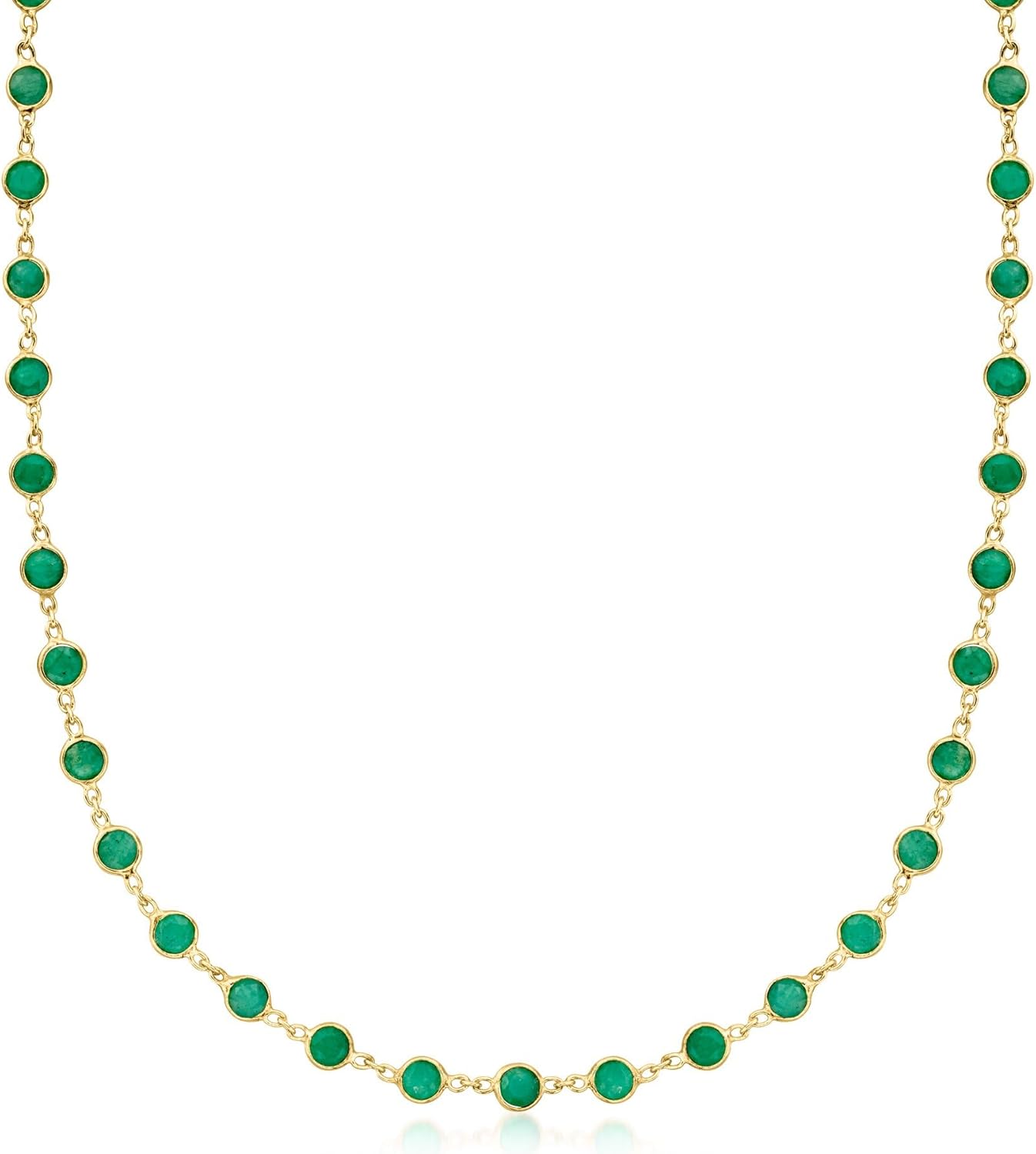 Ross-Simons 13.00 ct. t.w. Bezel-Set Emerald Necklace in 18kt Gold Over Sterling