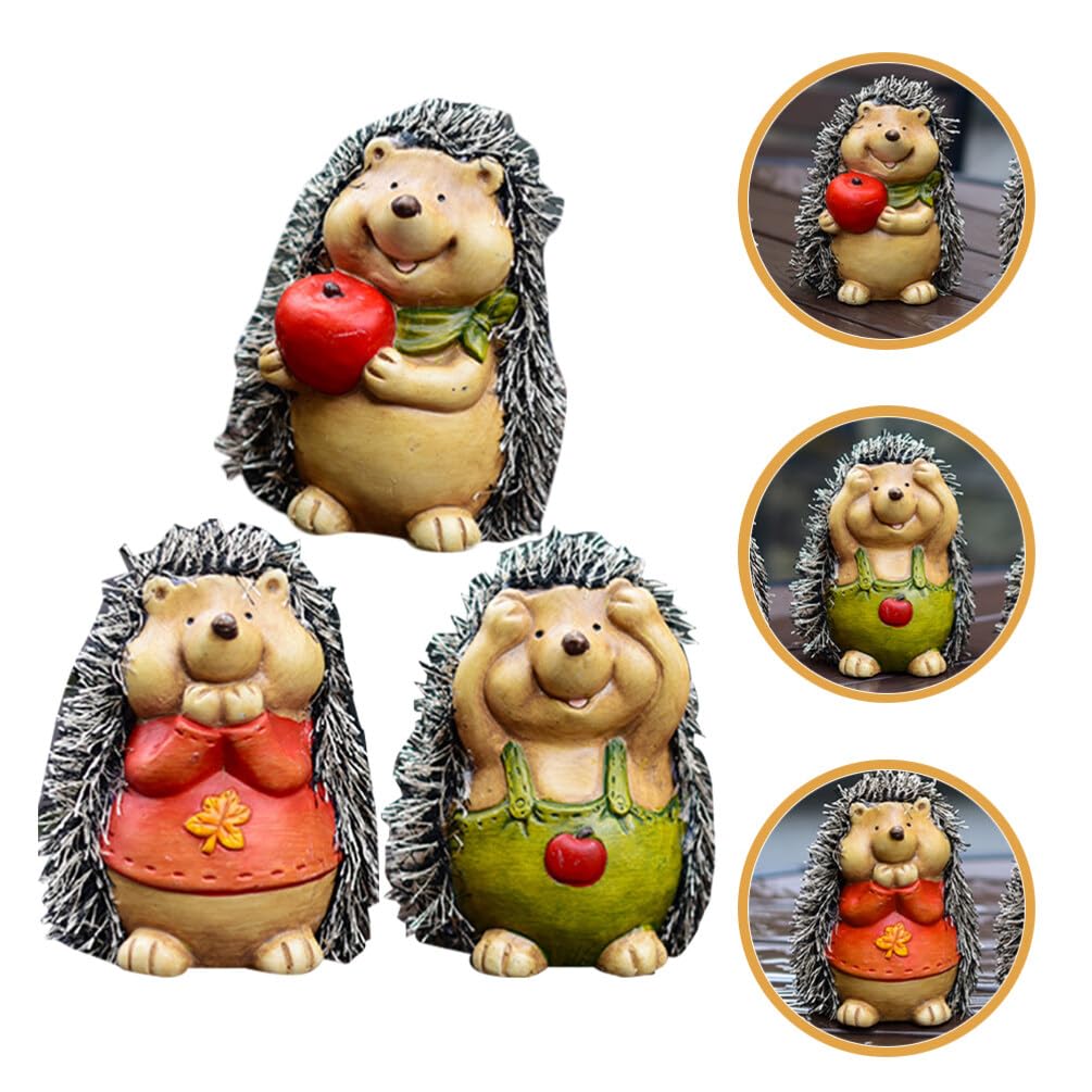 HANABASS 3kawałki Ceramiczna Figuryna Jeża Zestawie Urocza Ozdoba Do Ogrodu Patio i Podwórka Realistyczny Kształt Trwały Materiał Idealna Zewnątrz