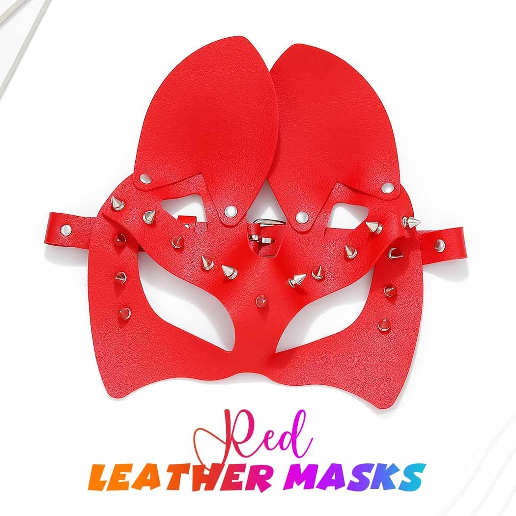 CLOACE Black Leather Masks Rivet Masquerade Party Cat Mask Party PU Eye Covers Halloween Costume Eye Accessory - Image 2