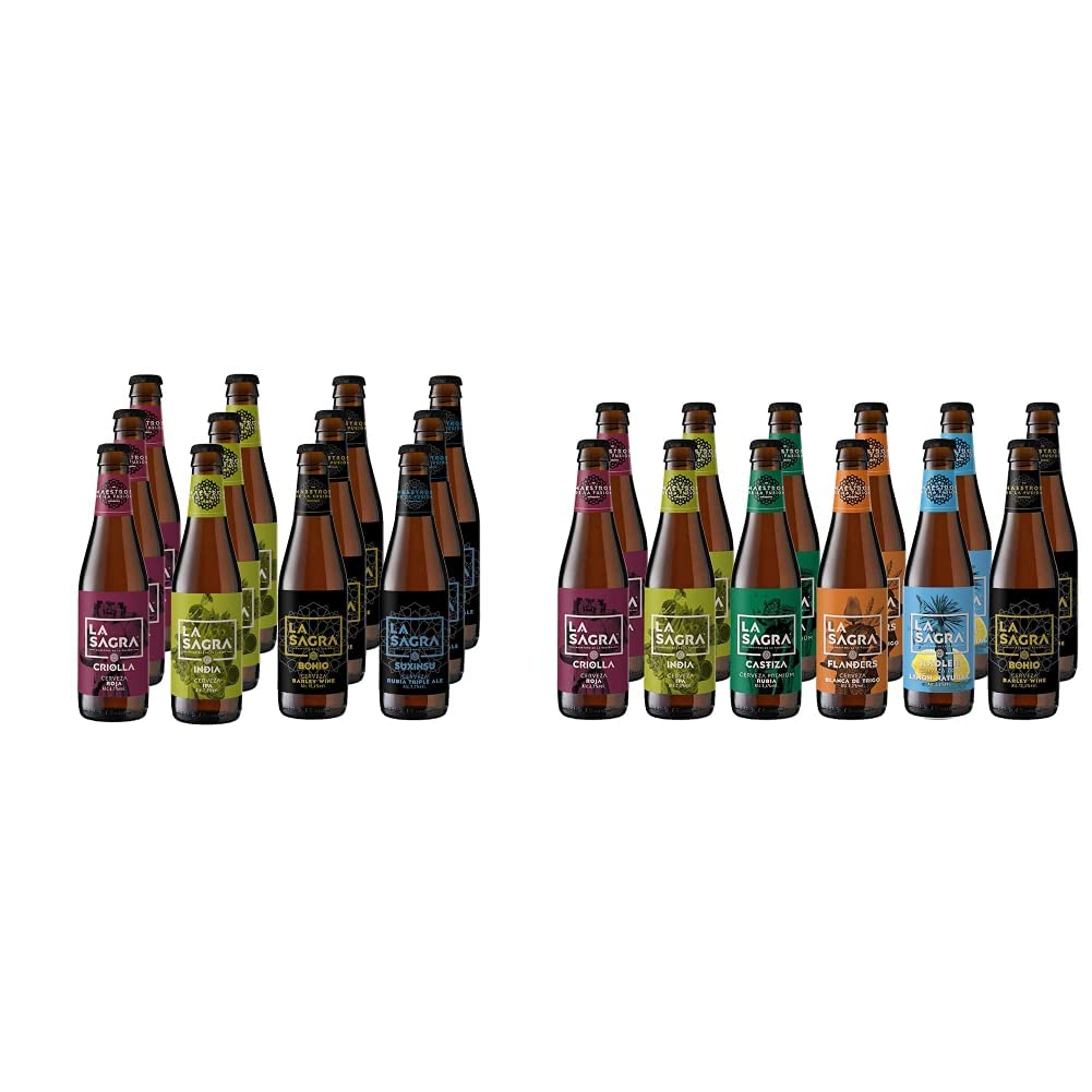 La Sagra pack degustación de cerveza artesana GOURMET. Caja con 12 botellas de 330 ml & Pack Cerveza Artesanal 6 Estilos, Botella, 12 x 330ml