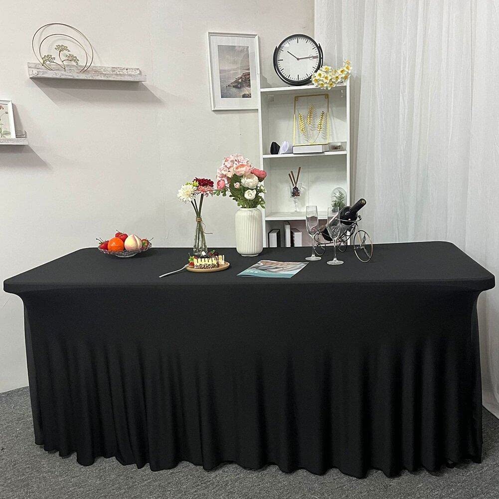 Jupe De Table Rectangulaire en Spandex, Couverture De Table Élastique, Nappe Froissée pour Hôtel, Décoration De Fête d'anniversaire De Mariage