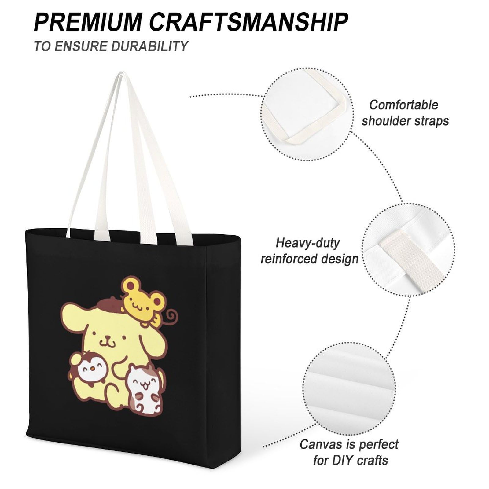 Amazon.co.jp: ポムポムプリン トートバック 帆布 通勤 通学 軽量