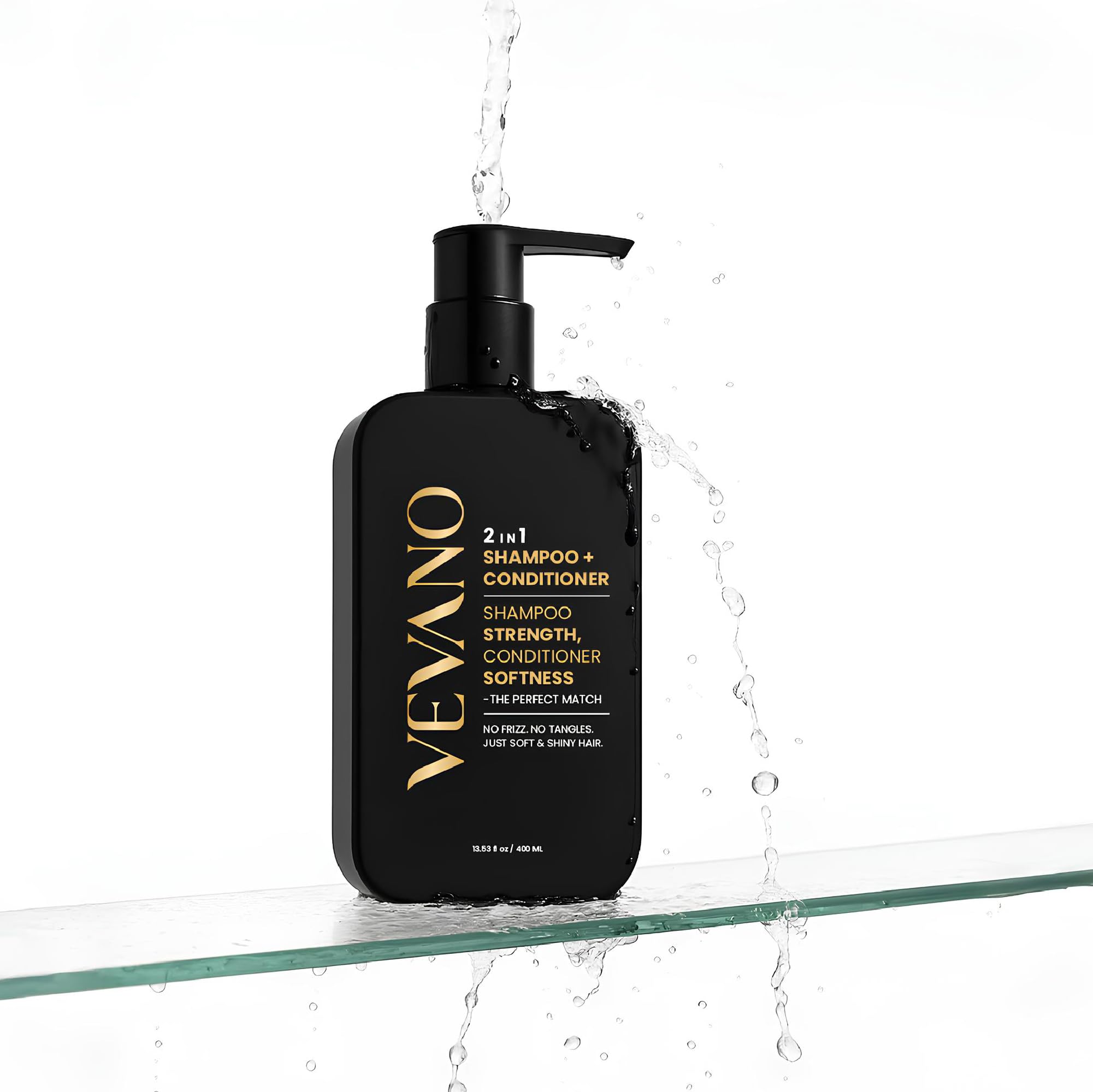 Vevano 2 in 1 Shampoo + Conditioner | Anti-Frizz Shampoo | Smooth & Silky Hair | Deep Cleanse + Moisturizing Conditioner | Repairs Dry & Damaged Hair | Paraben Free | Daily Use | For Women & Men | All Hair Types | 400 ml-image-0