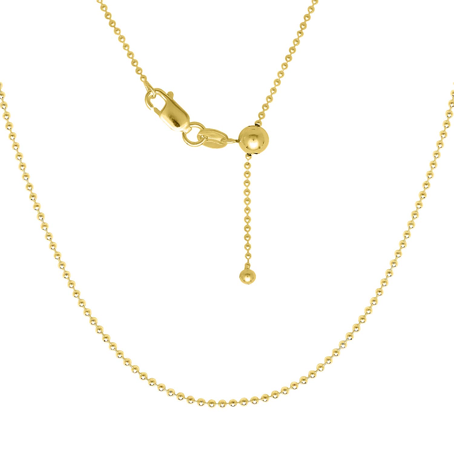 Verona Jewelers Sterling Silver Italian 1.2MM Adjustable Diamond Cut Bead Bolo Chain Necklace for Women- Silver Slider Necklace, Thin Adjustable Necklace 24" in 4 colors