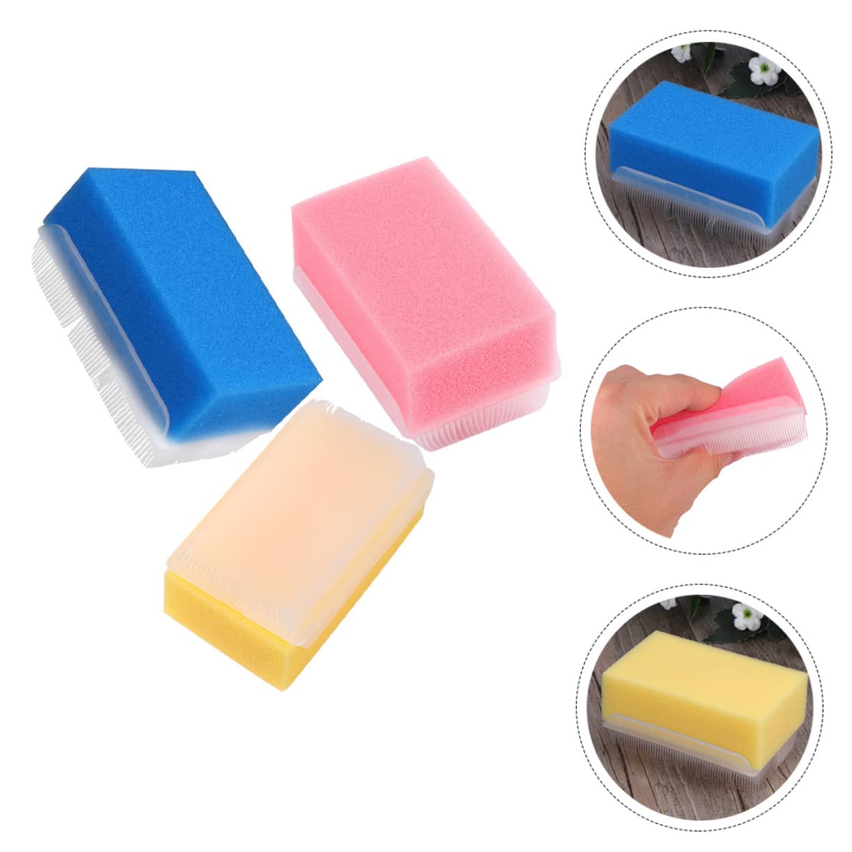 FOMIYES 4 Set Di Spazzole Per Il Bagno Dei Neonati Setole Morbide in Spugna Spazzola Per Massaggio Dei Neonati Spugna Per Il Bagno Per Neonati Delicata Del Cuoio Capelluto 3 Pezzi*4