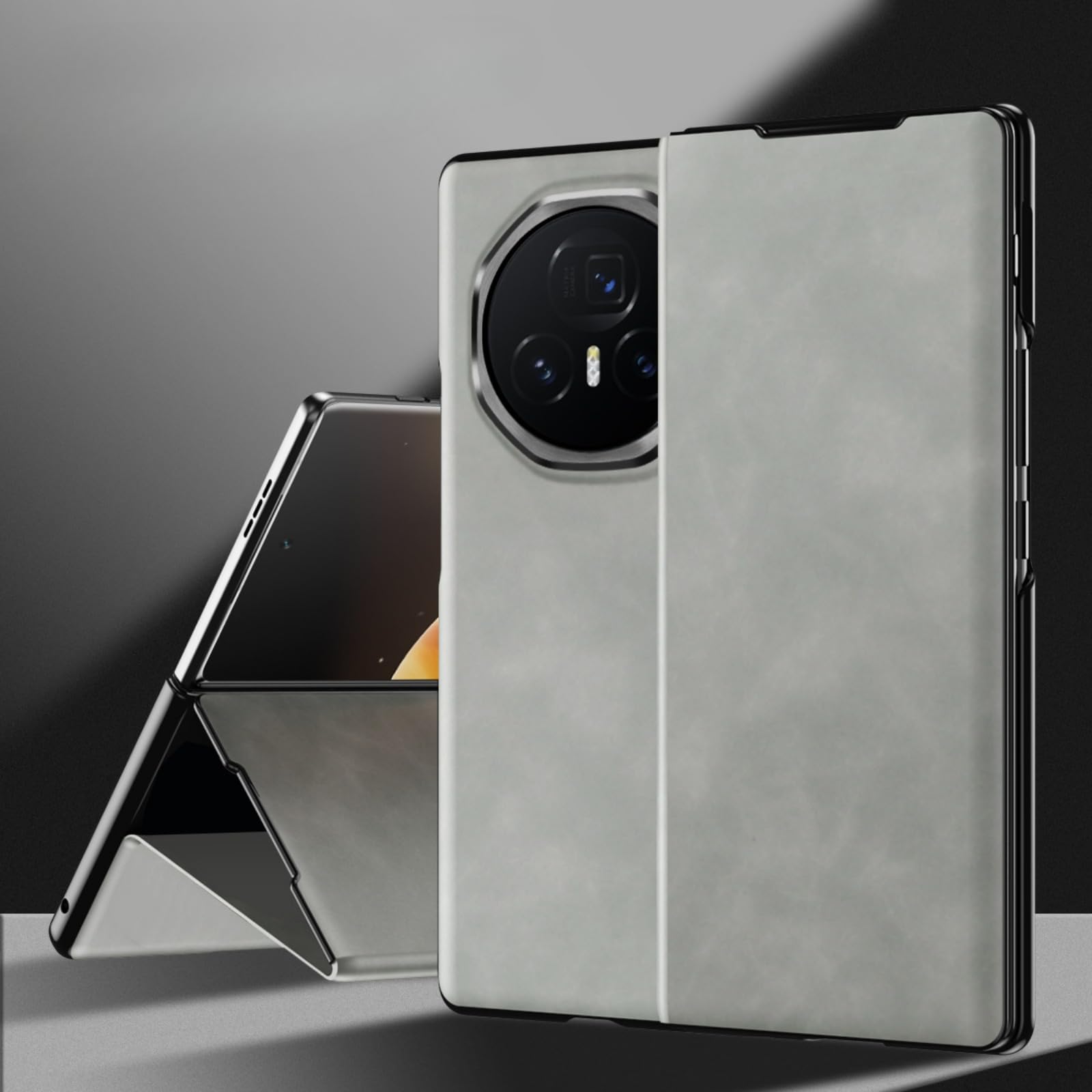 Case for Honor Magic V3, Shockproof and Stylish Vegan Leather Case with Pen, Ultra-Thin Frosted Anti-Fingerprint All-Inclusive Protection Folding Cover (Gray,Magic v3)