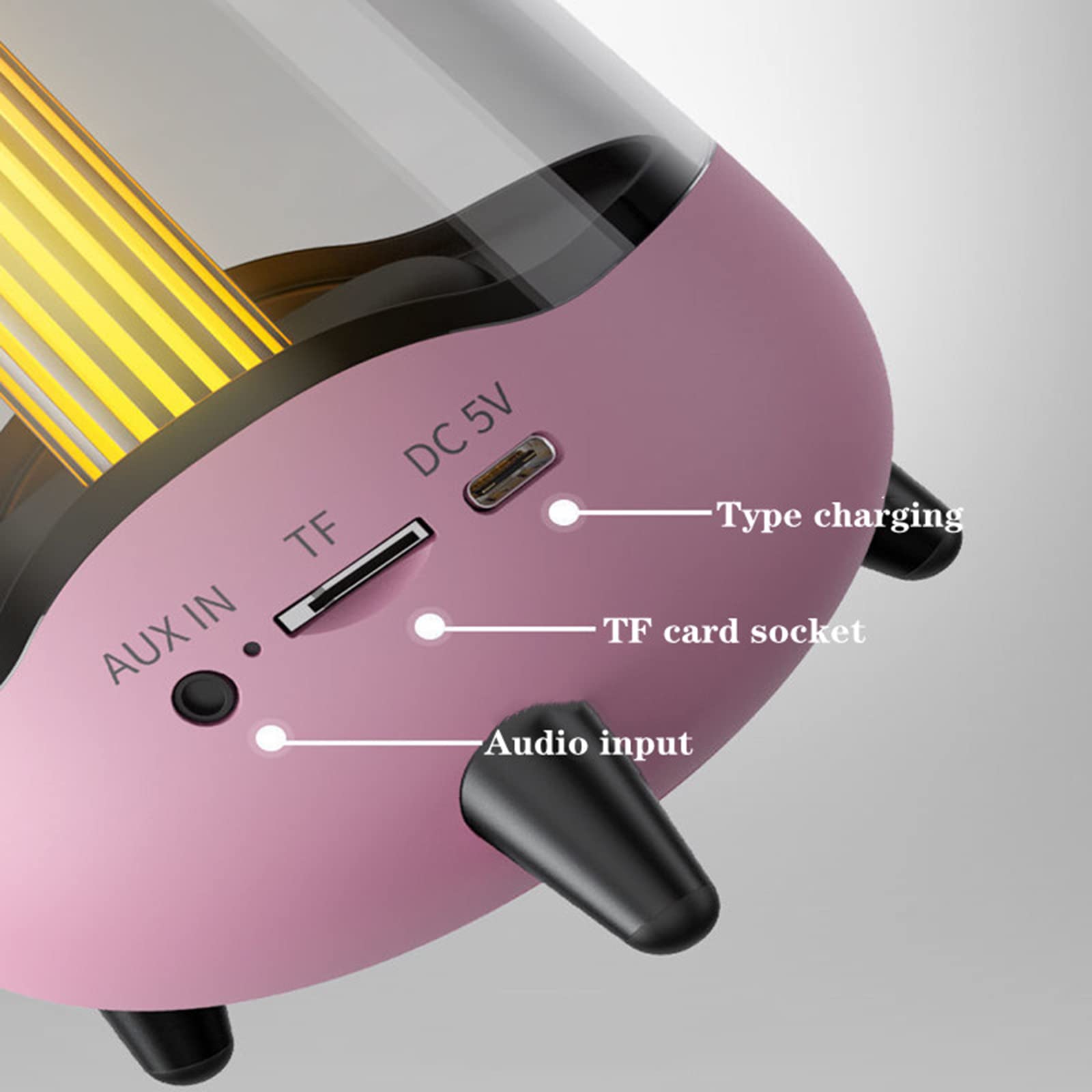 Haut-Parleur sans Fil Portable Bluetooth 5.0 intérieur/extérieur, Radio FM à lumière respiratoire LED, Batterie Audio 5 Watts 1800 mAh,Rose