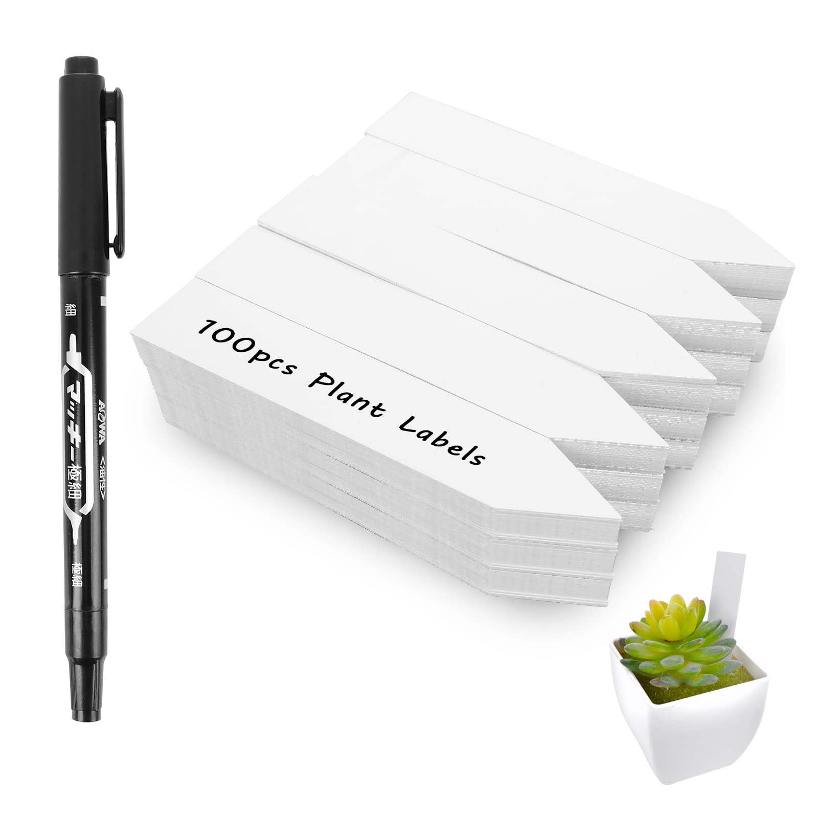 100 PCS Plastic Plant Labels Reusable Garden Plant Tags,Reusable Plants Name Labels for Outdoor Indoor Plants (2×10cm),