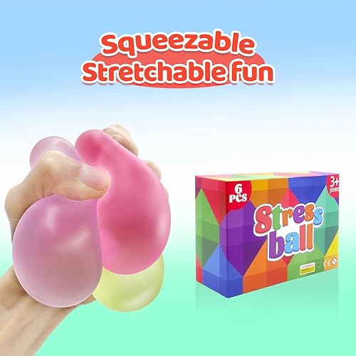 Miniatura 4 de Paquete de 6 bolas de estrés esponjosas para adultos y niños, cubo sensorial para aliviar el estrés y la ansiedad con sustancia gruesa, juguetes