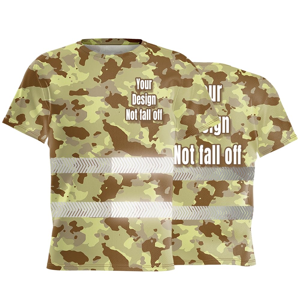 YOWESHOP High Visibility Reflective Safety T-Shirt Customize Your Logo Outdoor Team Work Shirts Unisex