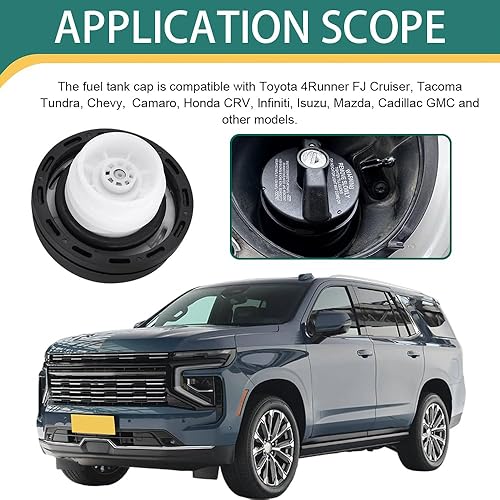 Miniatura 5 de Tapa de gas con bloqueo, tapas de depósito de combustible de repuesto para automóvil, cubierta de tanque de combustible con 2 llaves compatible con