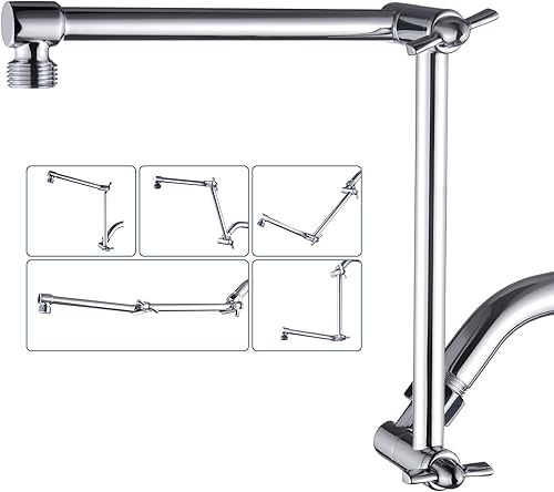 Miniatura 8 de BRIGHT SHOWERS Brazo de extensión de cabezal de ducha de latón para lluvia y cabezal de ducha de mano, extensor universal de brazo de ducha de 10