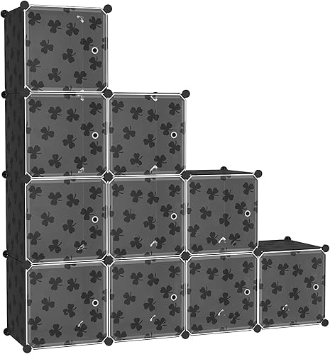 Miniatura 12 de C&AHOME Organizador de almacenamiento en cubos con puertas, estantes de 6 cubos, estantería modular de plástico para bricolaje, estantería de