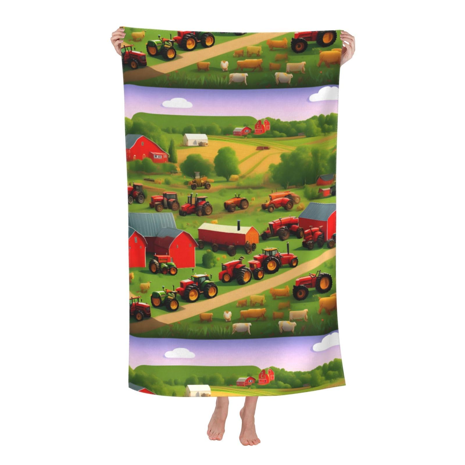 Cbaaghh Tractor Farm Print Adult Beach Towels,Beach & Pool Towel,Beach Towels,Towels For Camping