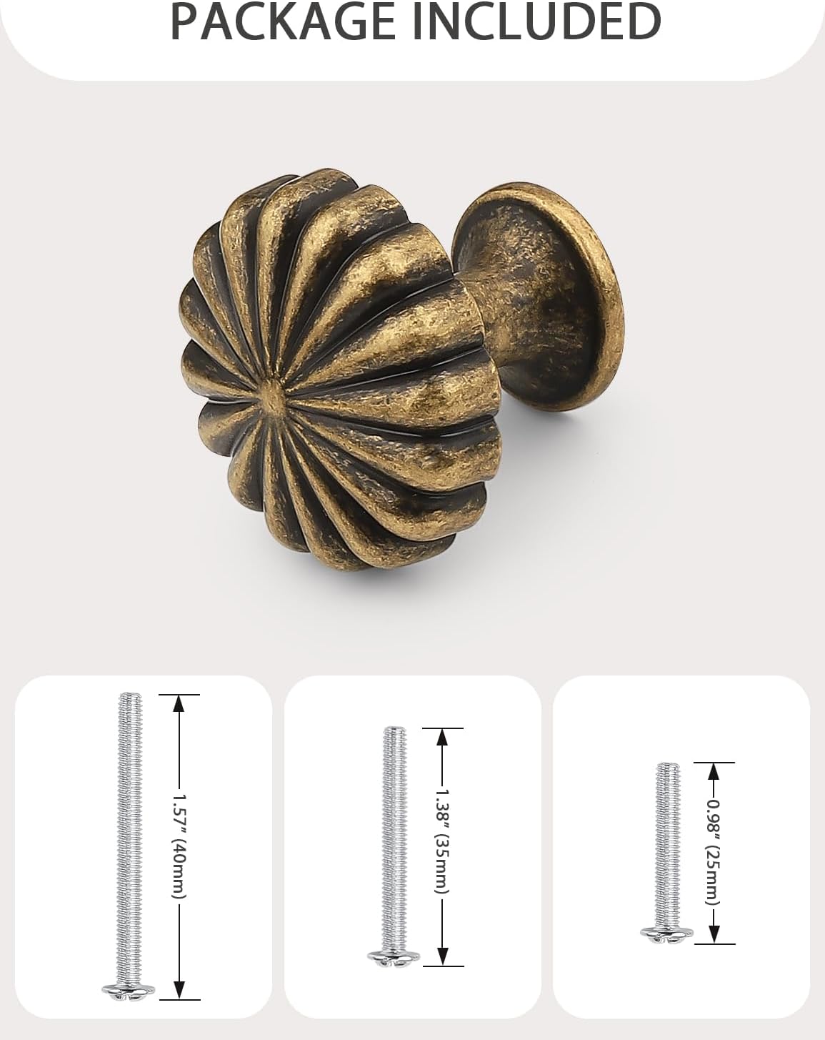 Mengico Single Hole Antique Brass Zinc Alloy Cabinet Knobs 20 Pack - Vintage Drawer Pulls for Dresser, Kitchen & Bathroom Hardware