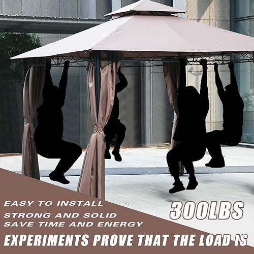 Miniatura 6 de FDW Gazebo Canopy Tent 10' X 10' barbacoa patio al aire libre parrilla Gazebo para patios grande jardín superior Gazebo con pared lateral fiesta