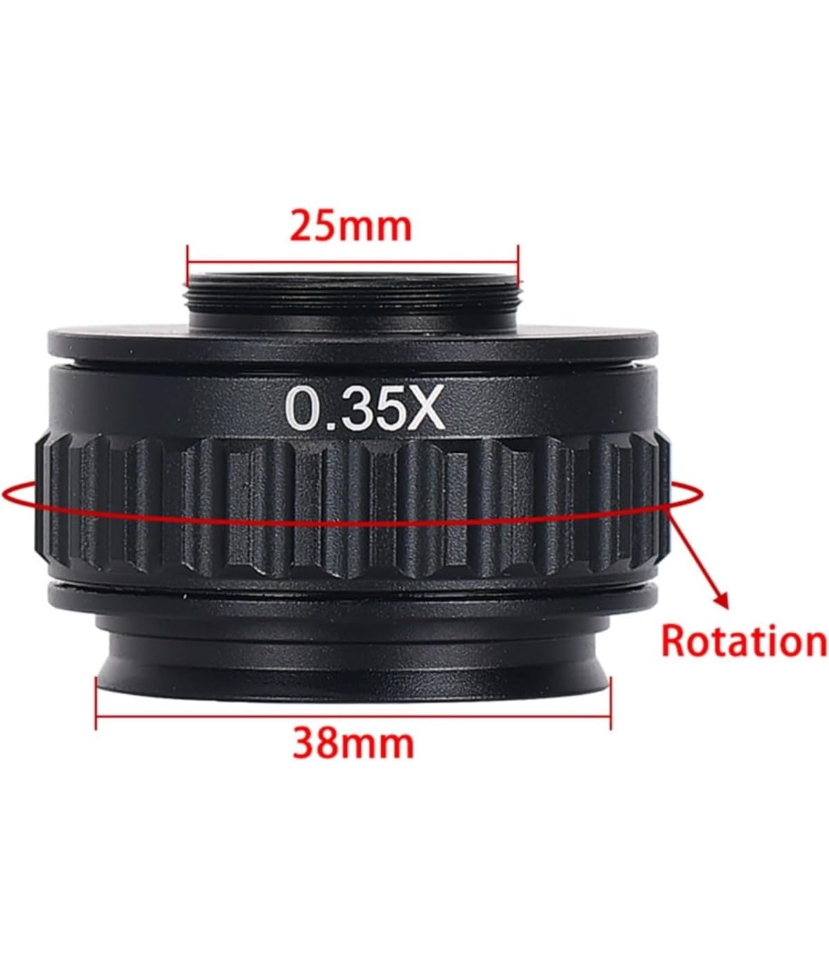 C-Mount adapter obiektywu, mikroskop CTV 38 mm, uchwyt na kamerę, adapter do mikroskopu stereo, czarny, 1 sztuka (0,35X)