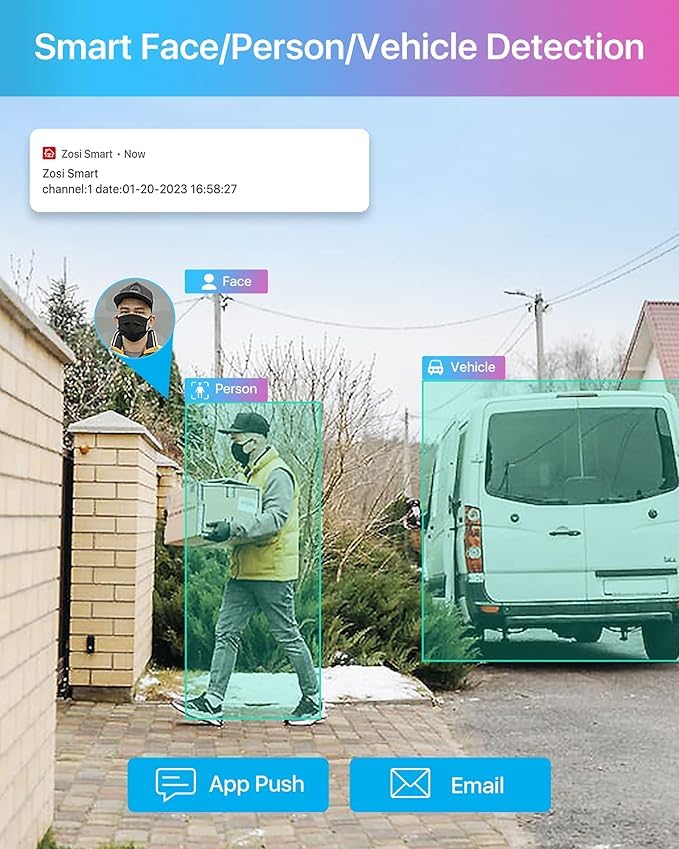 Image of ZOSI 5MP PoE Add-on Camera, Face Person Vehicle Detection, 2 Way Audio, Starlight Night Vision, Sound&Light Siren, 3K Weatherproof Outdoor Indoor Home Bullet IP Cam, Only Compatible with ZOSI POE NVR