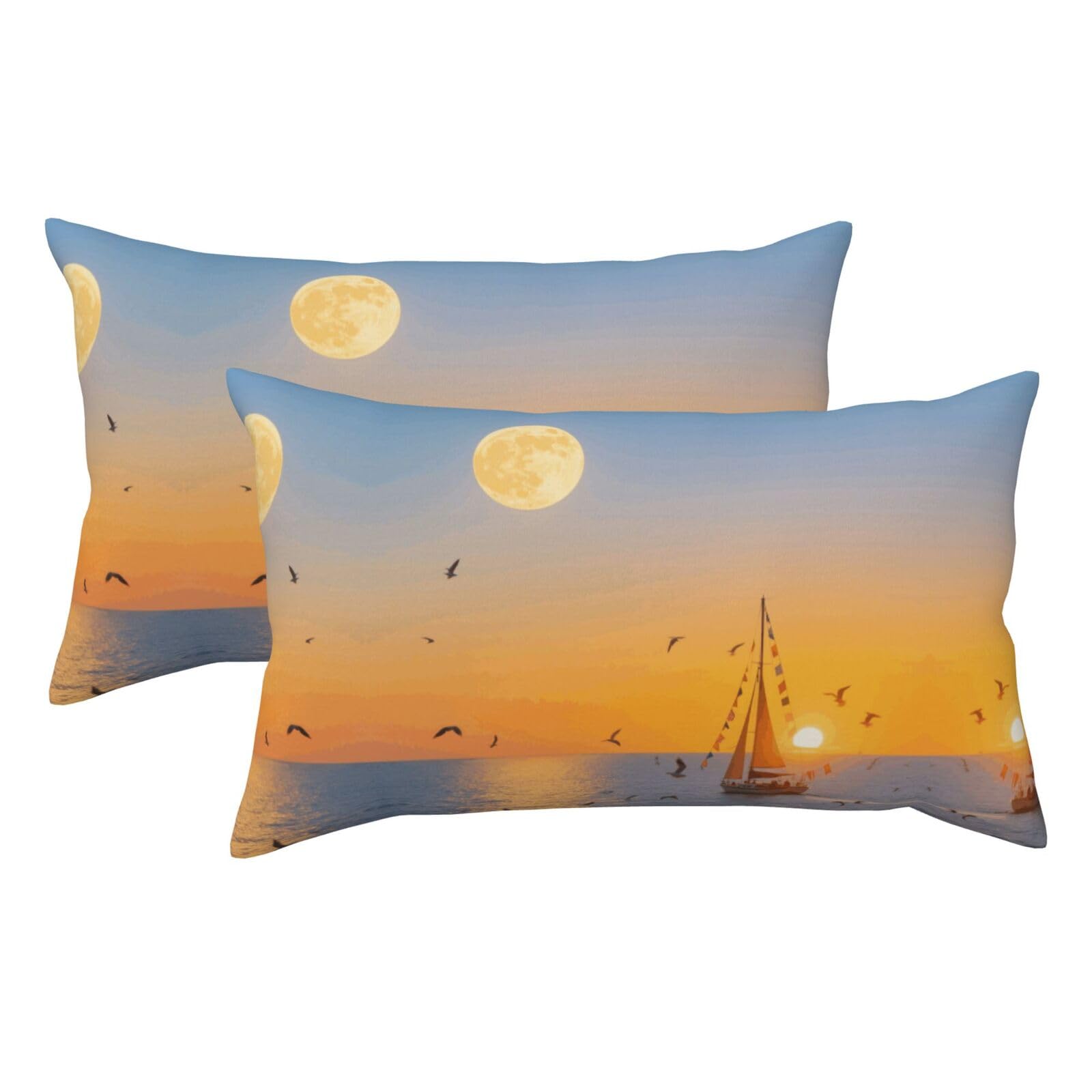 Sun and Moon Luxury King Pillowcases Set of 2, Plush Velvet Feel Pillow Covers with Hidden Zipper, Skin & Hair Friendly, 20x36 Inches Pillow Cases for Sleeping Gift