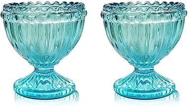 Blue Glass Egg Cup for Soft or Hard Boiled Egg Holder - Set of 2 Egg Holders for Breakfast Brunch, Kitchenware Table Decoration Egg Cup for Home Party Tableware Decor Favors