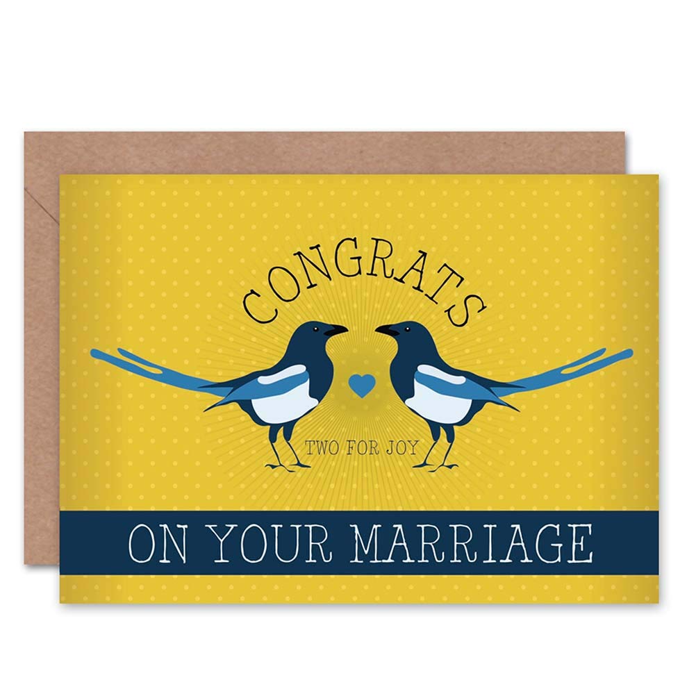 Wee Blue Coo MARRIAGE MAGPIE TWO JOY ART GREETINGS GREETING CARD GIFT