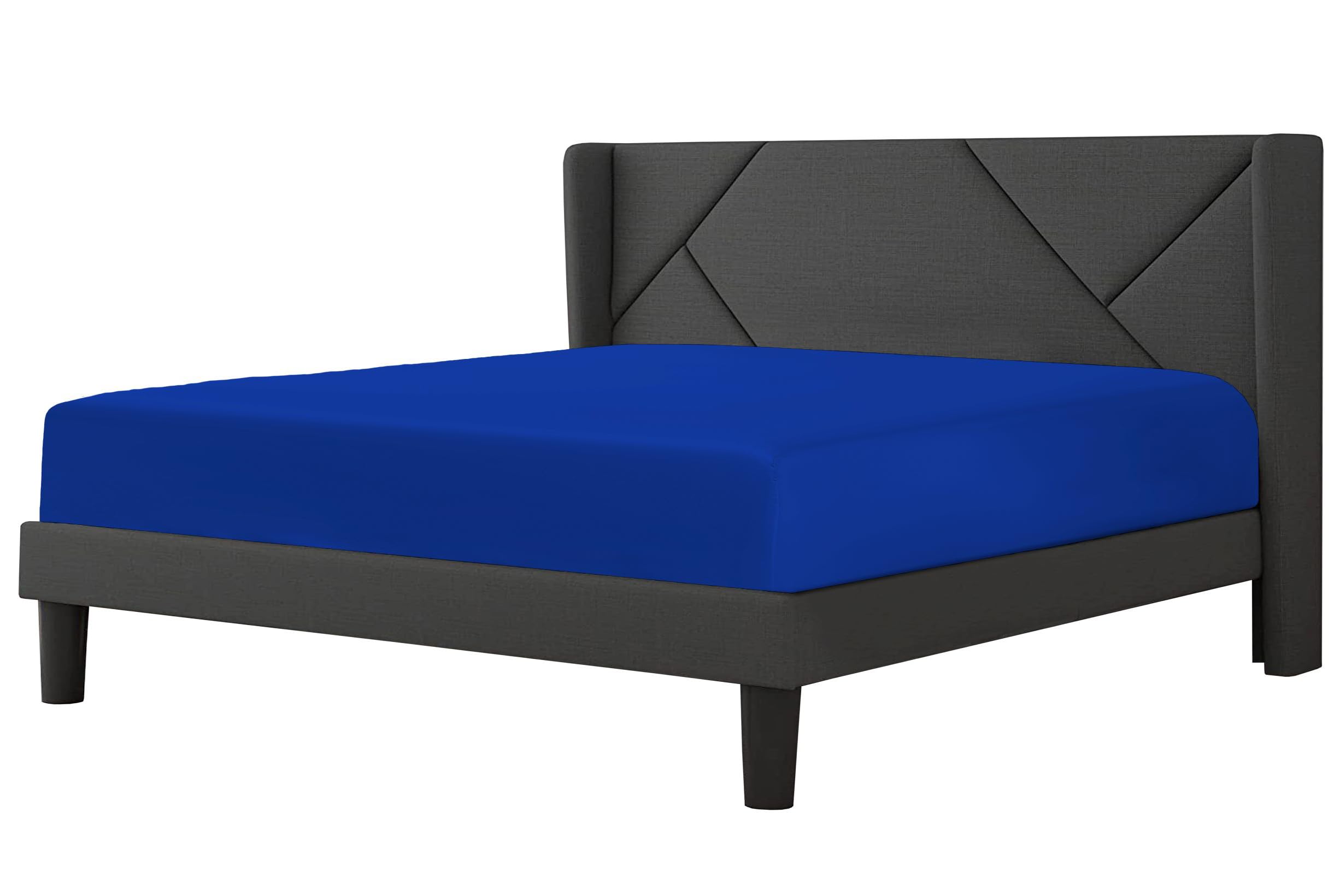 Fitted Sheet 23cm Deep Pocket 200 Thread Count Egyptian Cotton Single, Double, King, Super King Soft & Comfortable Bottom Fitted Sheet (Royal Blue, Double) — image 1