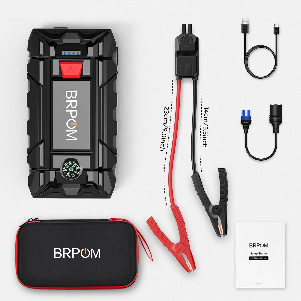 BRPOM Arrancador de Coches 10000A 12V Jump Starter Carga Rápida QC3.0