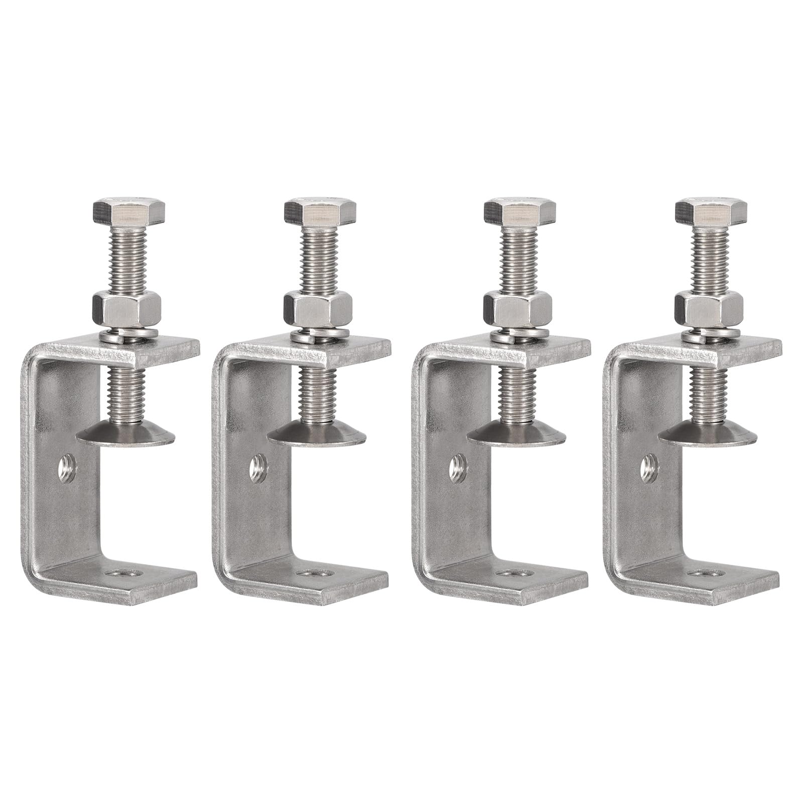 Awclub 4 Pack 304 Stainless Steel C Clamps with 55mm/2.17" Stable Wide Jaw Opening Tiger Clamp for Woodworking Welding Construction Household Mount