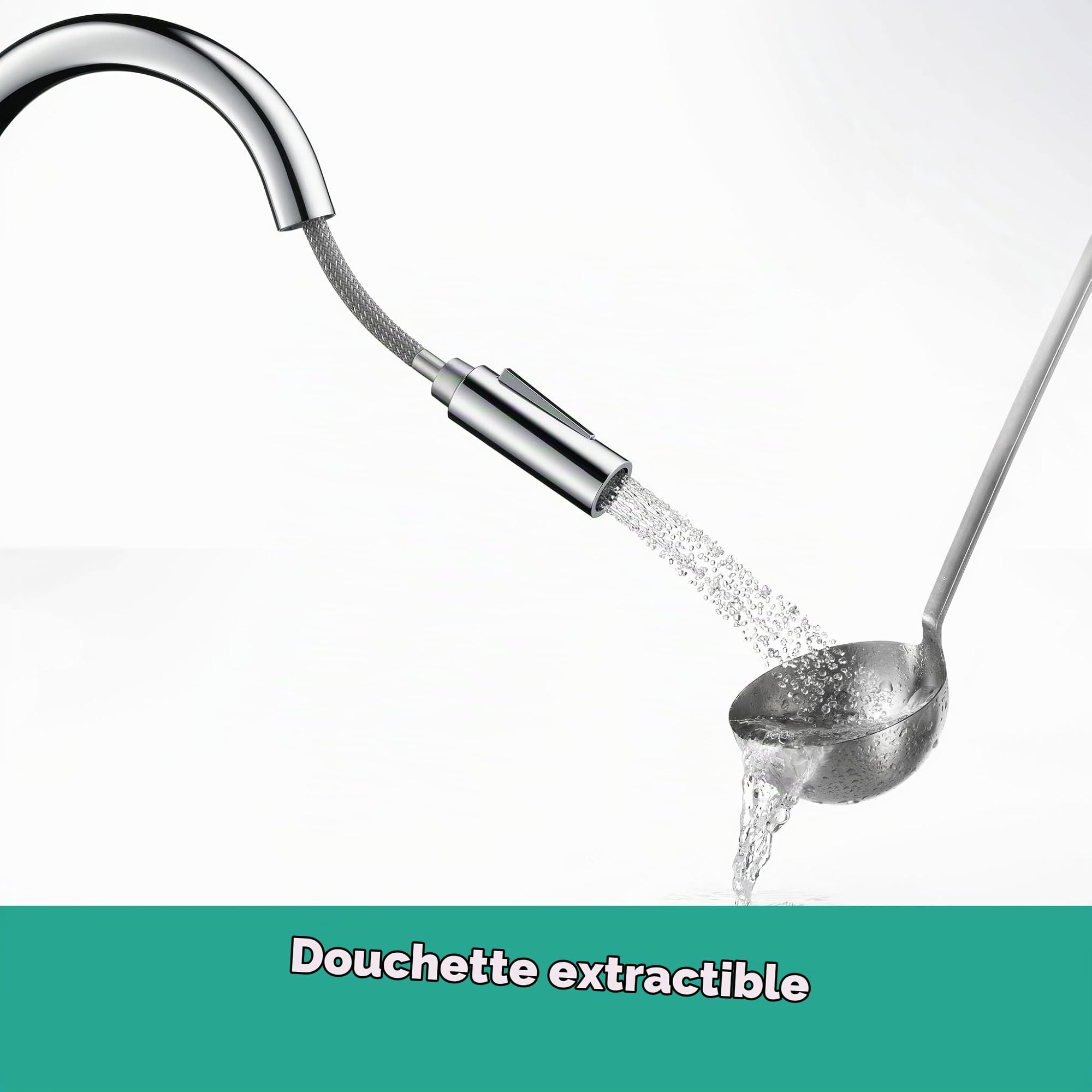 hansgrohe Cento - Mitigeur de cuisine avec douchette extractible, 1 jet, Robinet avec hauteur sous bec 570 mm, Robinetterie avec bec pivotant et extensible, Chromé, 14803000
