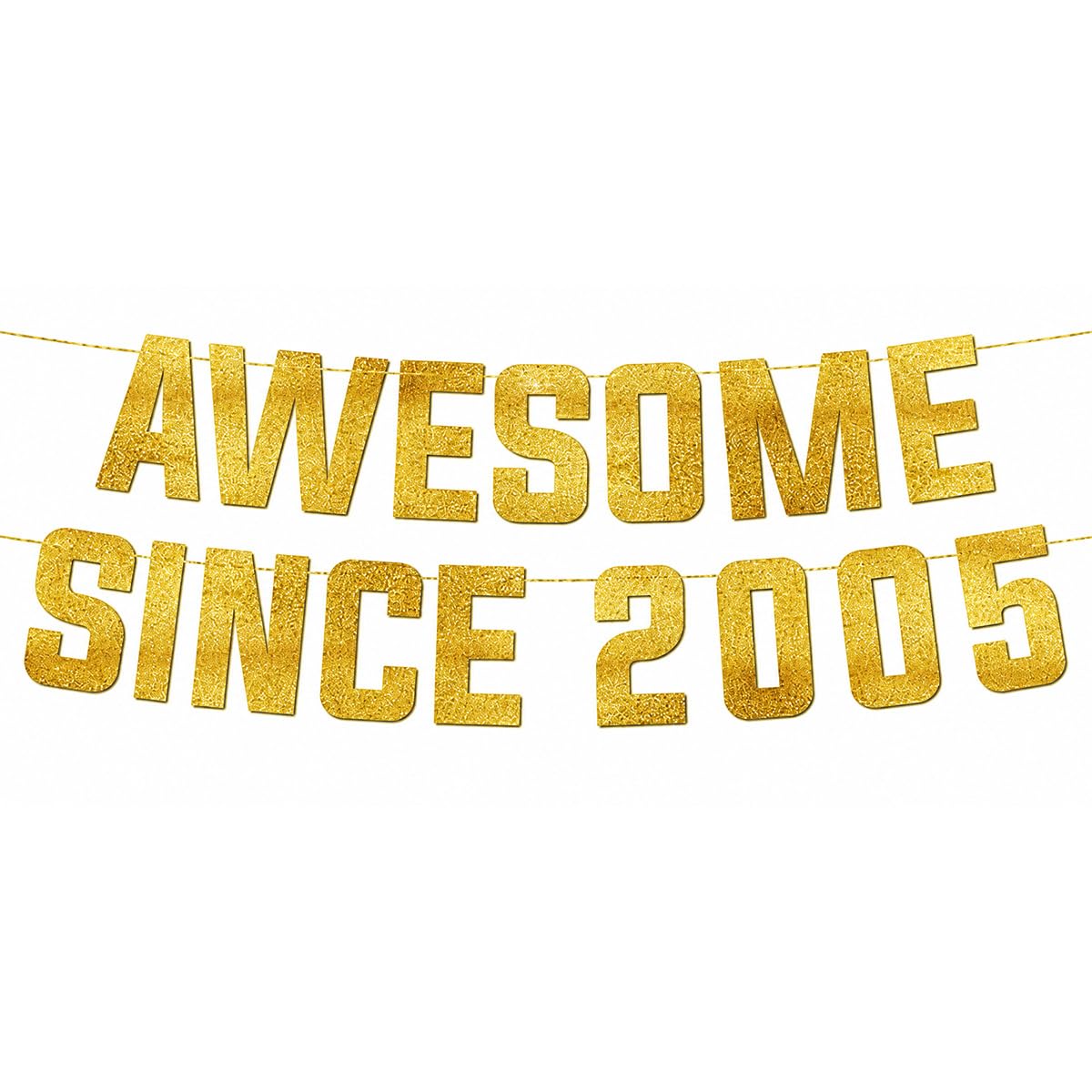 21st Birthday Decorations 2005 Gold Glitter Banner Anniversary Decorations For Men And Women Party Supplies, Bunting Gifts And Wall Decoration Photo Background, Party Wall And Celebration Decor