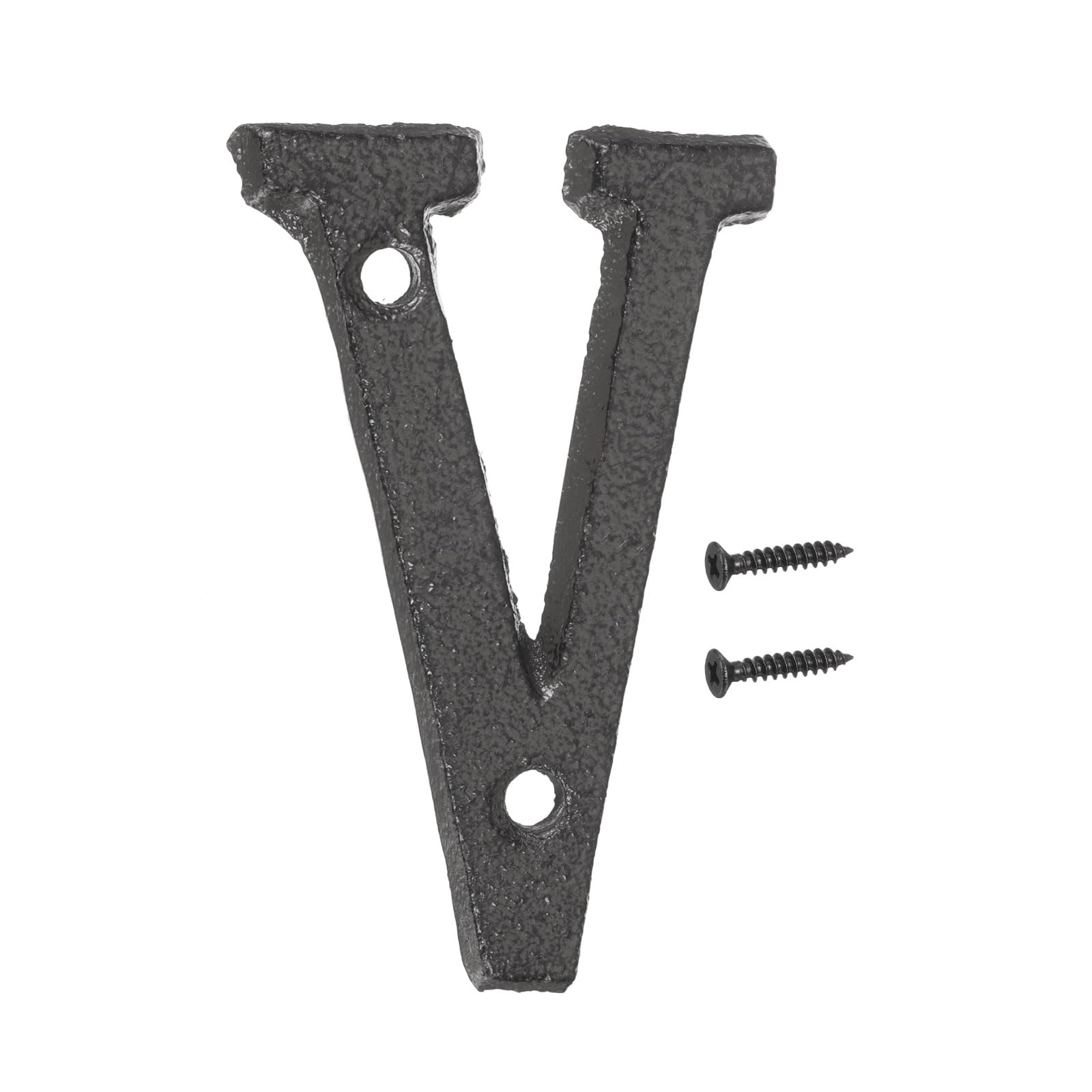 sourcing map House Numbers and Letters, 75mm Cast Iron Metal Vintage Address Letters for Outside, Solid House Number with Screws for Apartment Office Hotel Room Signs(Letter V)