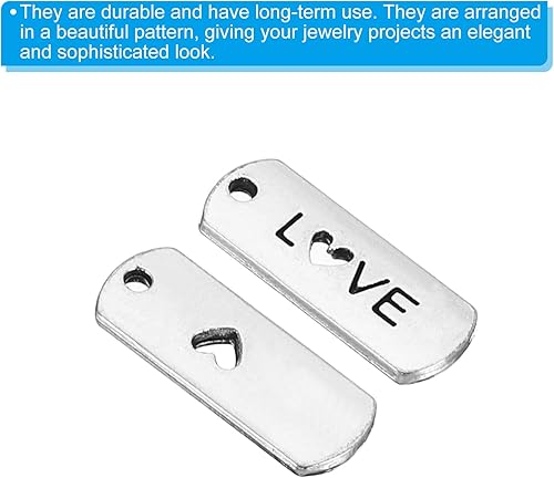 Miniatura 10 de PATIKIL Dije de palabra, 20 piezas de mini dije de palabra, grabado a granel, vintage, metal, notas, diseñador, bricolaje, para hacer joyas,