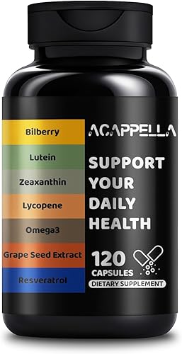 ACAPPELLA Suplementos de luteína y zeaxantina con cápsula de extracto de semilla de uva y cápsula de extracto de semilla de uva Cápsulas de