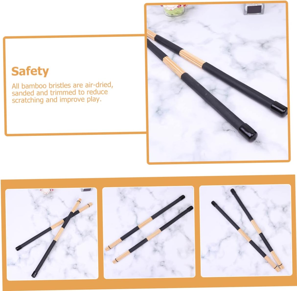 3pairs Drum Accessories Gifts Bulk Drum Sticks Bamboo Brush Drumstick Mallet