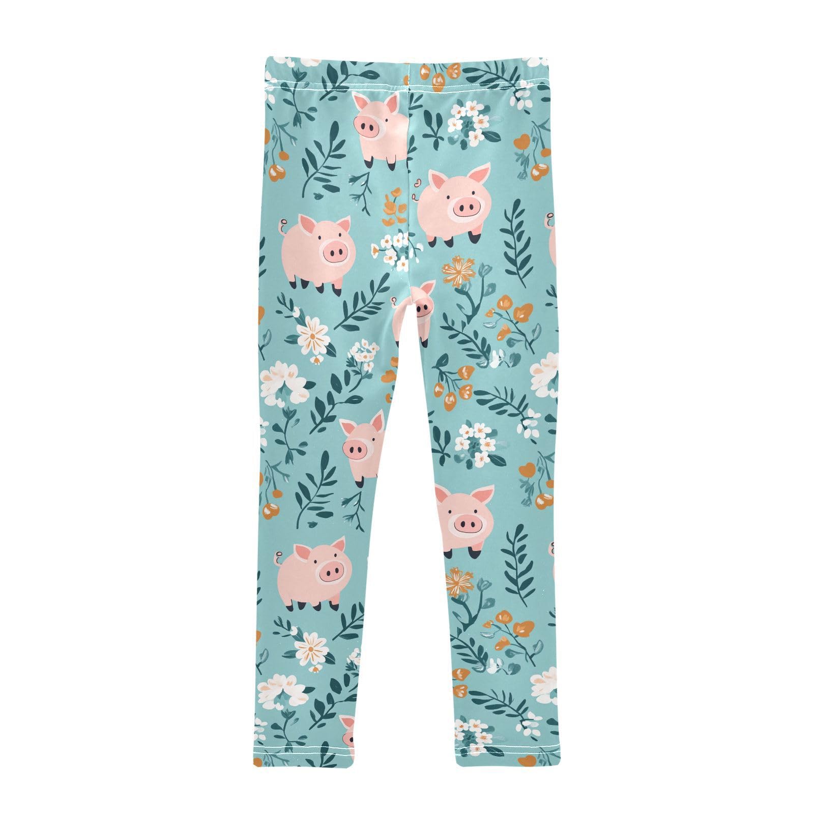 Cute Pig Girls' Leggings Toddler Doodles Turquoise Kids Yoga Pants Dance Active Tights 6T
