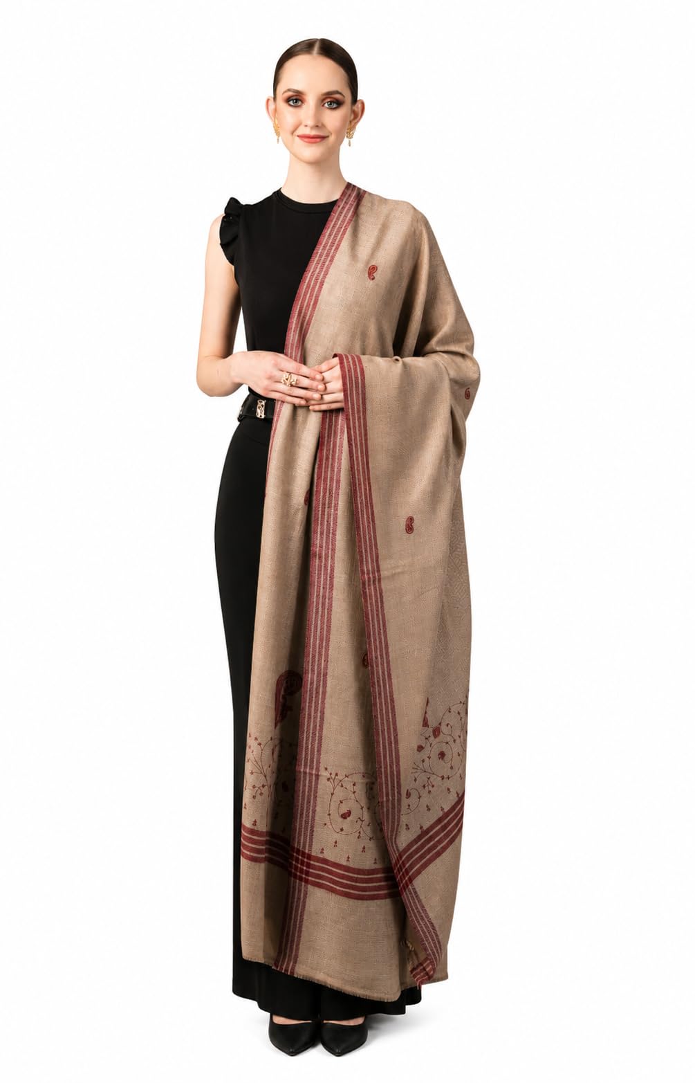 Womens Woolen Shawl with Kashmiri Embroidery, Large And Warm-image-29