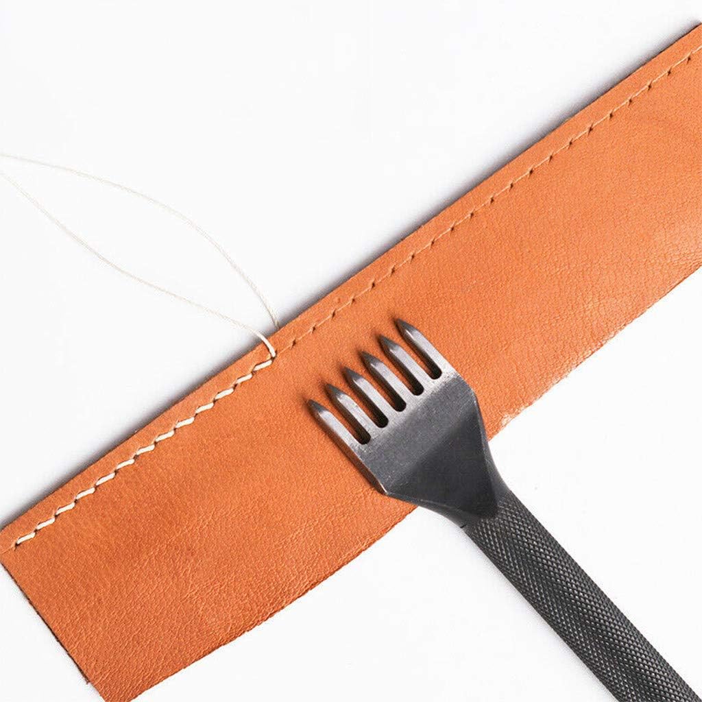 Leather Craft Tool Hole Punches 1+2+4+6 Prong Craft Kits Steel Prong Cut Round Hole Punch DIY Diamond Lacing Stitching Chisel for Leather Craft 3mm