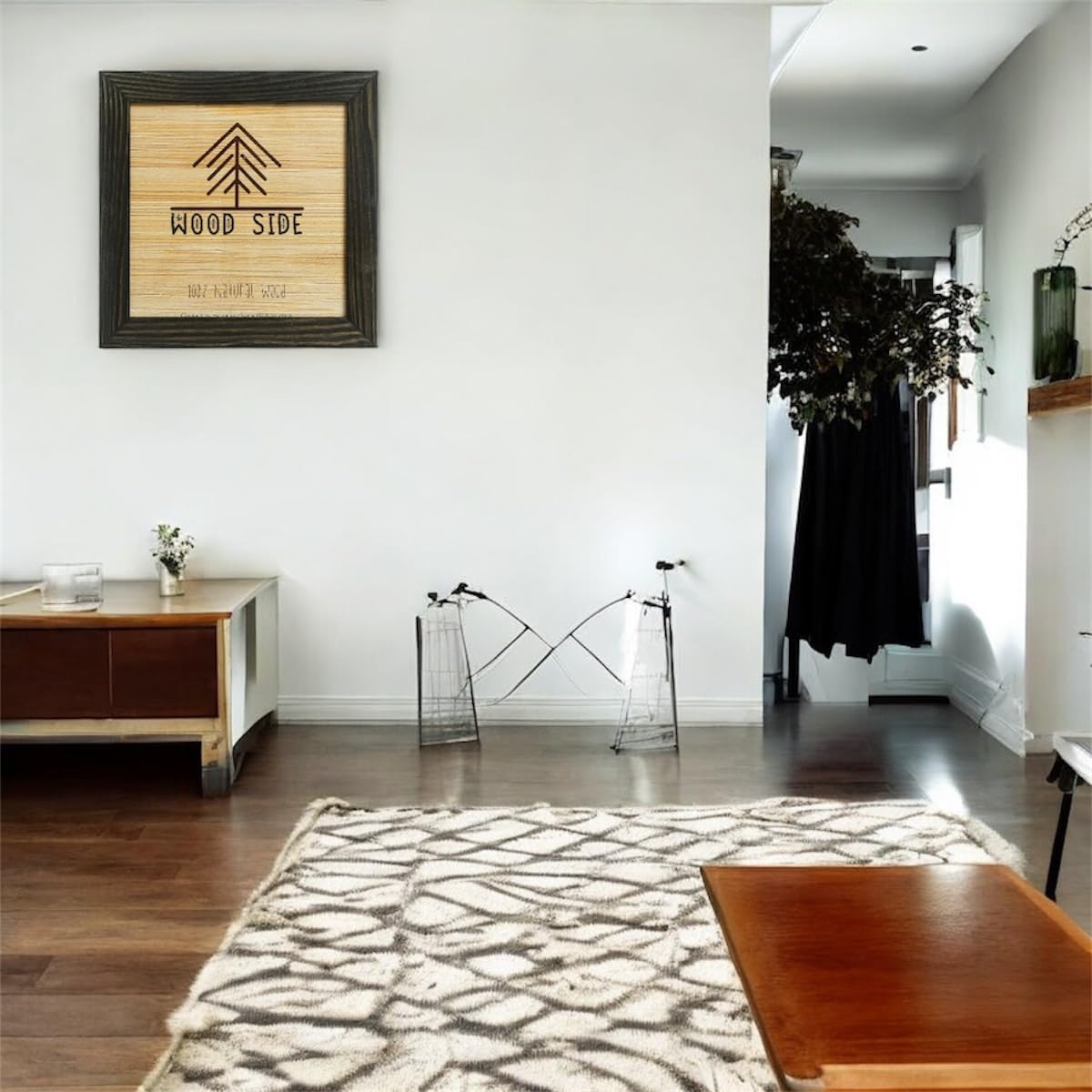 Rustic Wooden Square Picture Frame 12x12-100% Natural Solid Eco Distressed Wood for Wall Mounting Photo Frame - Charcoal