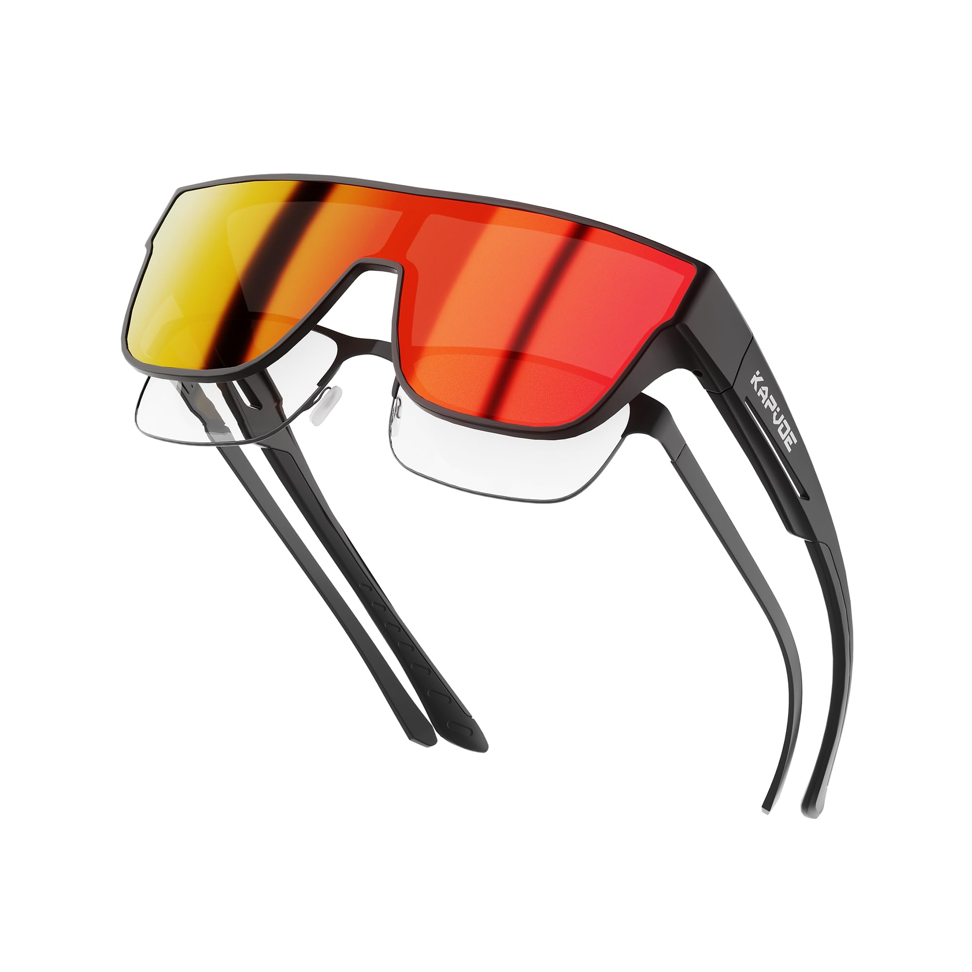 KAPVOE K216 Surlunettes de Soleil Photochromique ou à Verres Colorés | Lunettes de Soleil Superposable Protection UV400 TR90 Cadre pour Cyclisme Conduite Sport et Loisirs