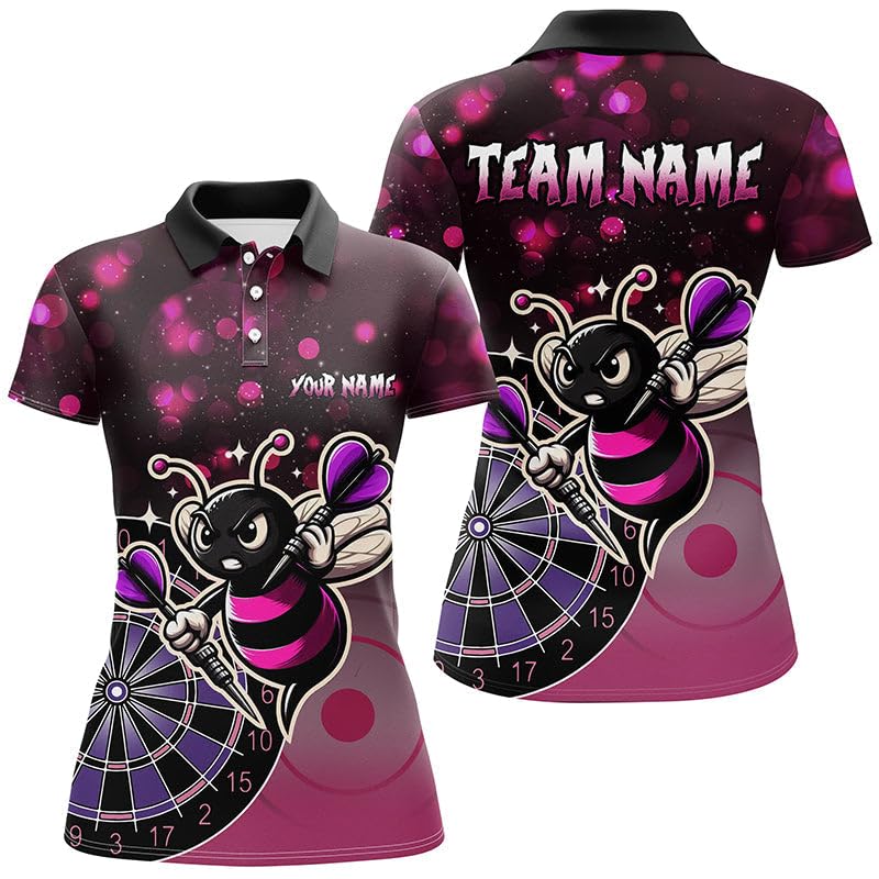 Personalisierte Pinke Darts Bienen Custom Darts Shirts für Herren & Damen, Lustige Darts Kleidung, Beste Darts Geschenke T2105