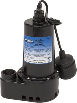 Superior Pump 92501 1/2 HP Cast Iron Submersible Sump Pump with Tethered Float Switch