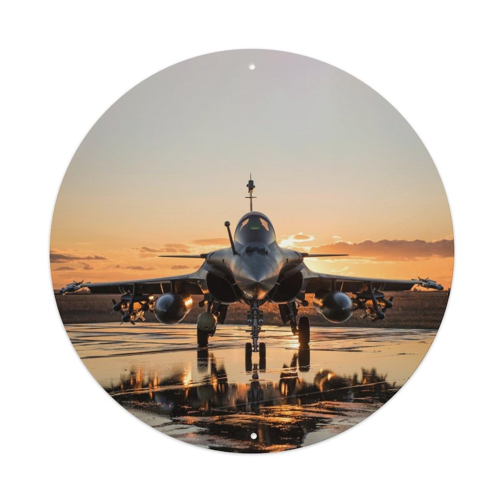 Rafale Fighter Jet Sunset Military Aviation Metal Tin Sign