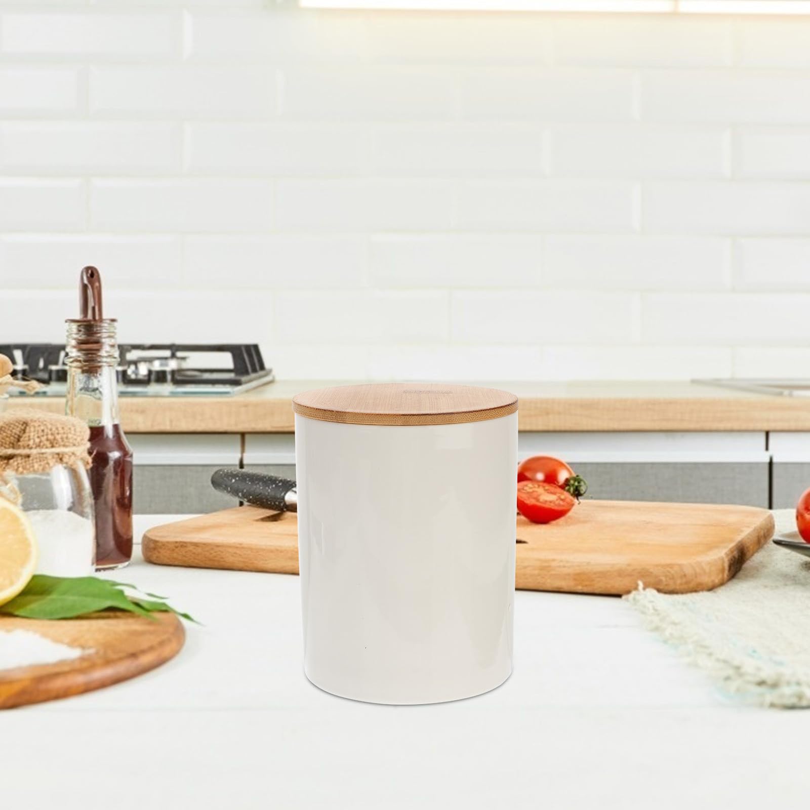 Abaodam Contenitore Alimentare Ermetico in Ceramica Bianco Coperchio Sigillato per Conservazione Tè e Caramelle a Casa in Negozio