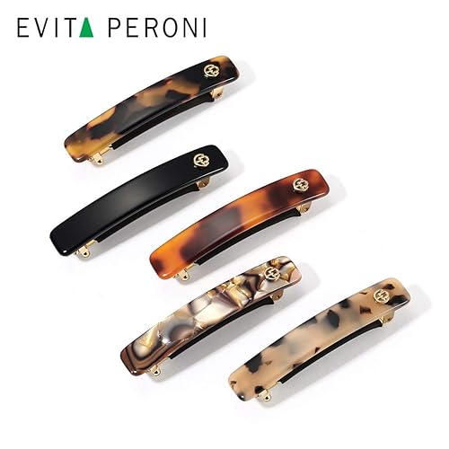 Miniatura 8 de EVITA PERONI Pasadores de pelo pequeños para mujer, pasadores de pelo francés para mujer, cabello grueso, pasadores de pelo de acetato de metal sin