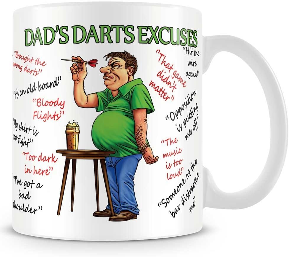 personalised4u Darts Excuses Funny Ceramic Coffee Mug – Makes an (Dads)