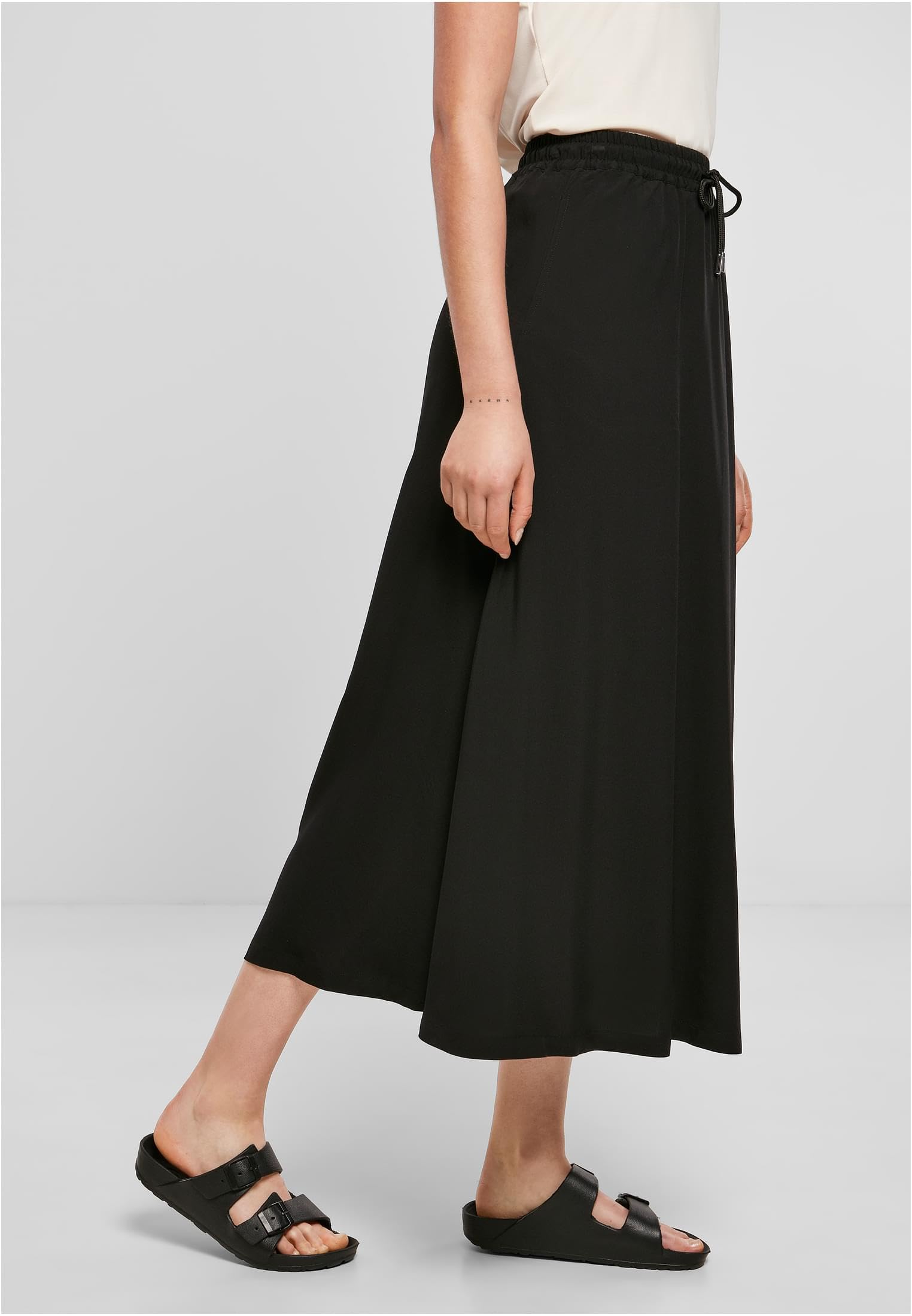 Urban Classics Ladies' Viscose Midi Skirt Donna Gonna Lunga Nero 100% Viscosa