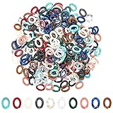 Tamaño y paquete: 300 anillos de unión acrílicos, adecuados para manualidades. Cada anillo de enlace es de aproximadamente 18,5 mm de ancho, 24,5 mm de largo, 4 mm de grosor, diámetro interior: 14,5 x 9 mm; 10 colores, 30 unidades/color.