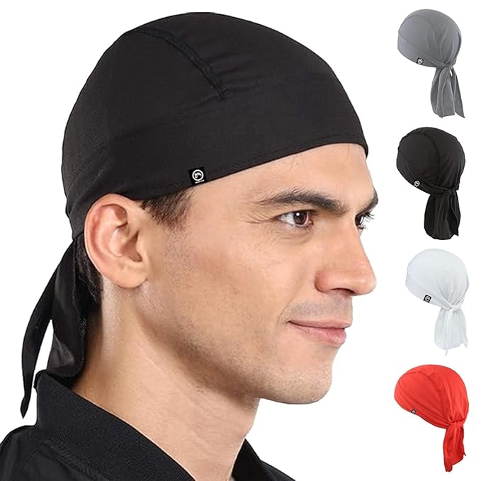 Cooling Helmet Liner - Do Rag Skull Caps for Men - Hard Hat Liner Sweat Cap - Cycling Cap - Pirate Bandana