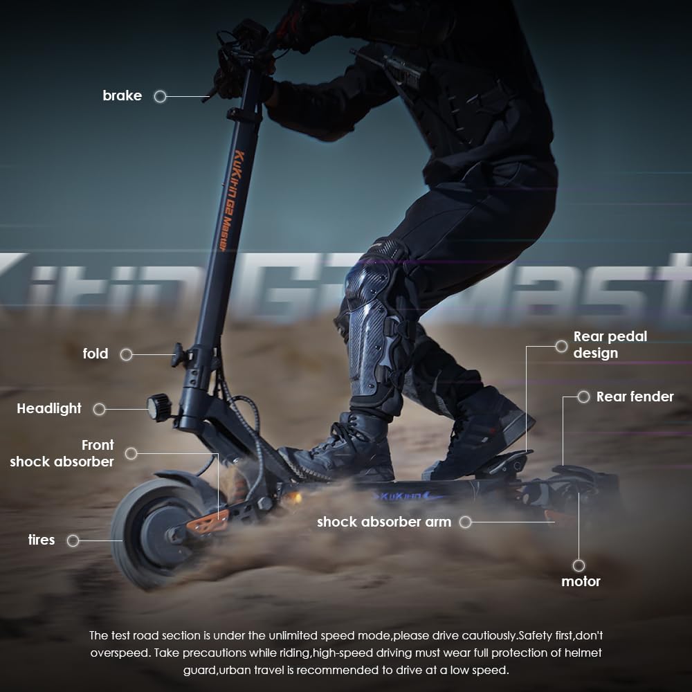 Kukirin G2 Master, monopattino elettrico pieghevole con batteria da 20,8 Ah, doppio motore, autonomia di 70 km, pneumatici da 10", carico massimo di 120 kg, manubrio regolabile in altezza